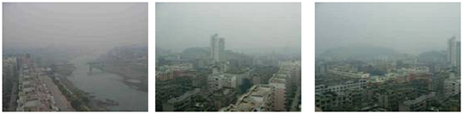 Xikang Hotel から見た朝もやの中の雅安市街地